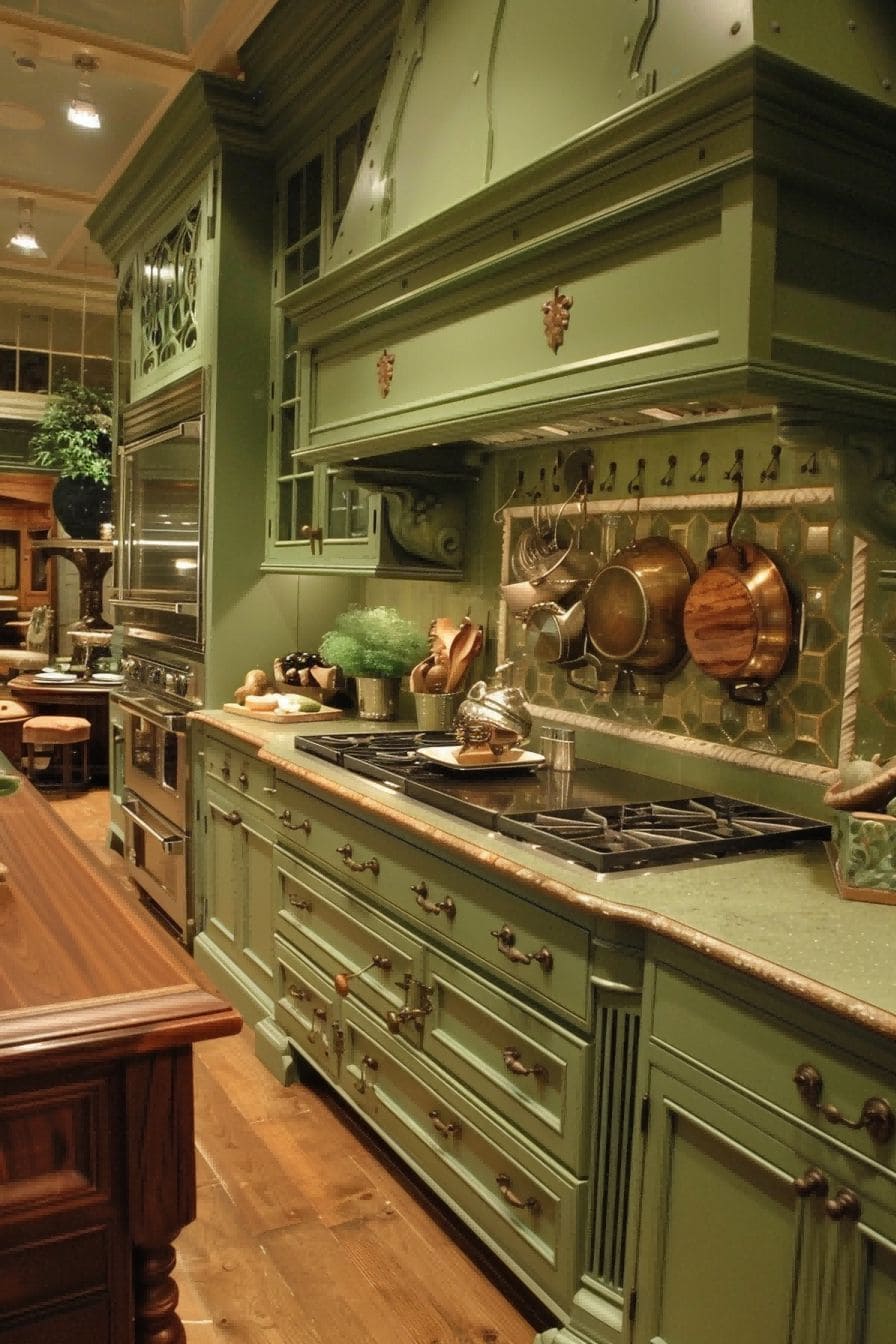 Olive Green Cabinets for Olive Green Kitchen 1710821717 3