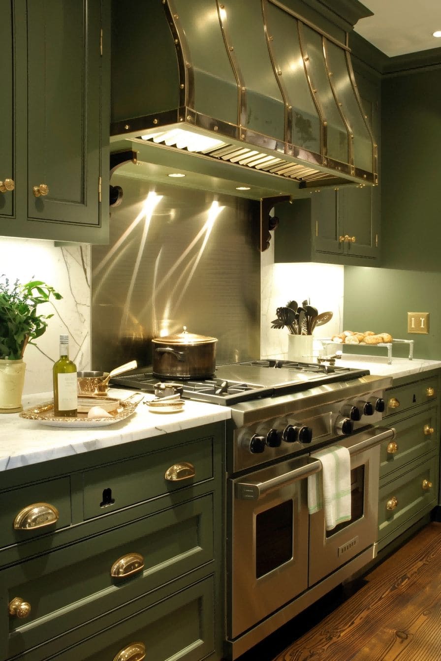 Olive Green and Brass for Olive Green Kitchen 1710822921 2