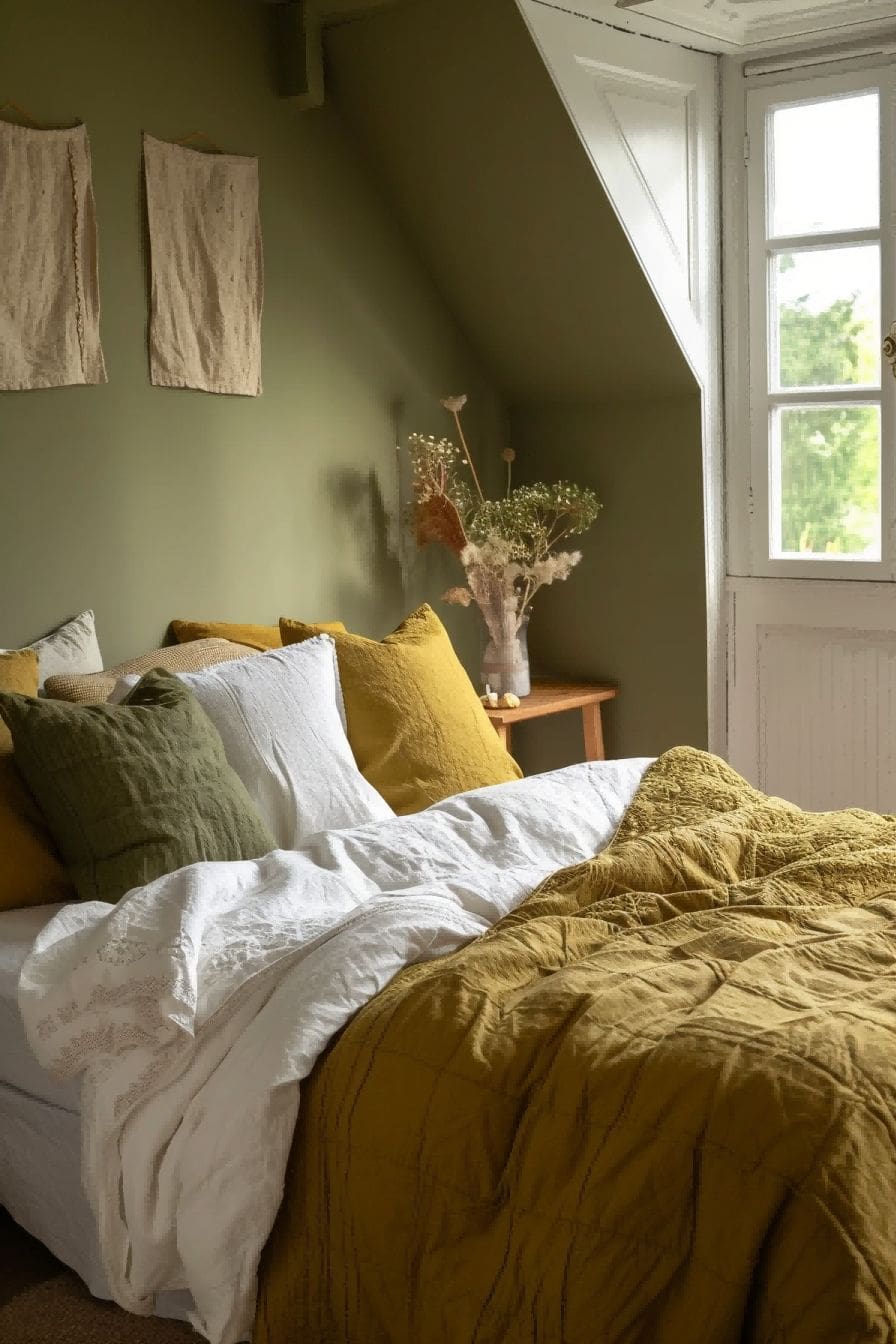 Olive White and Mustard for Bedroom Color Schemes 1711200219 2