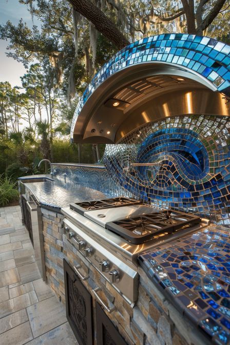 Outdoor Kitchen Featues Curved Glass Tile Backsplash 1710508620 2