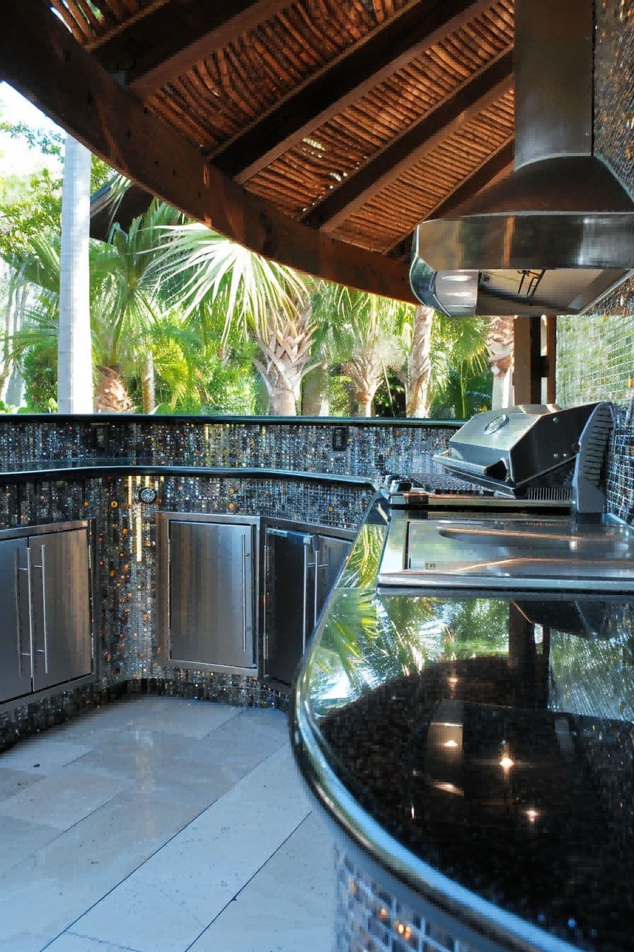 Outdoor Kitchen Featues Curved Glass Tile Backsplash 1710508620 3