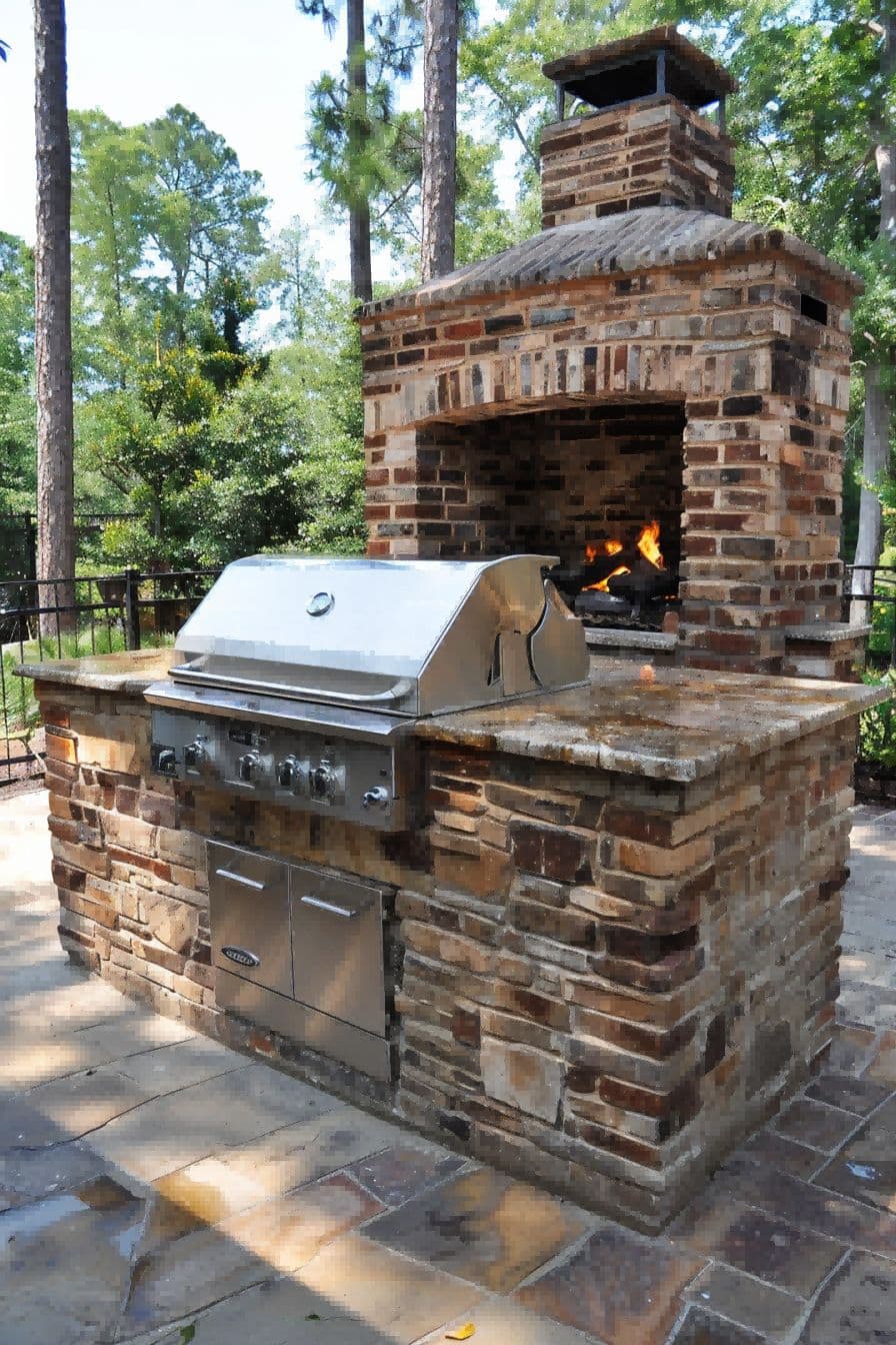Outdoor Kitchen With Brick Island and Built In Grill 1710509111 1