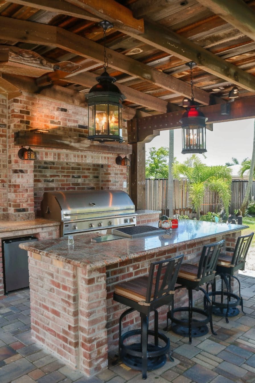 Outdoor Kitchen With Brick Island and Built In Grill 1710509111 2