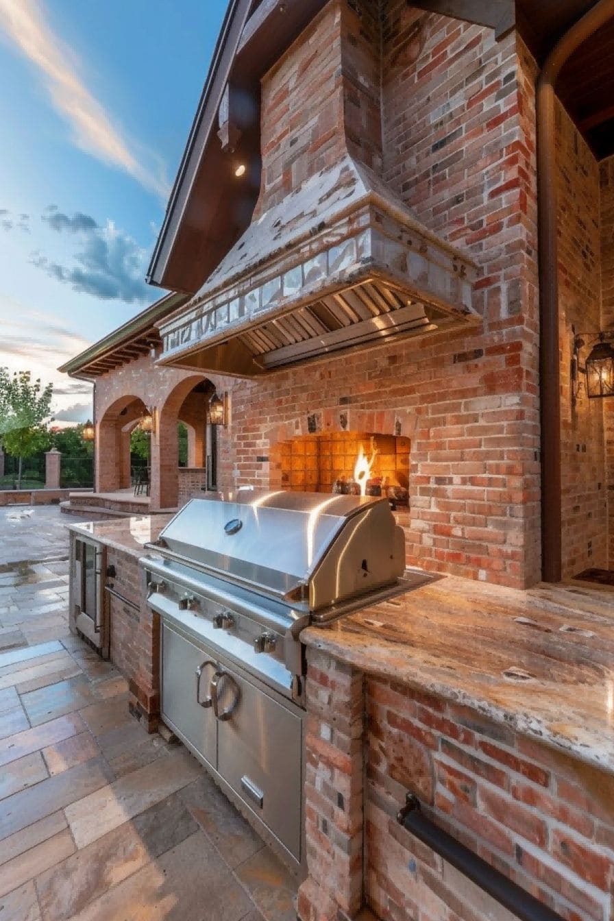 Outdoor Kitchen With Brick Island and Built In Grill 1710509111 3