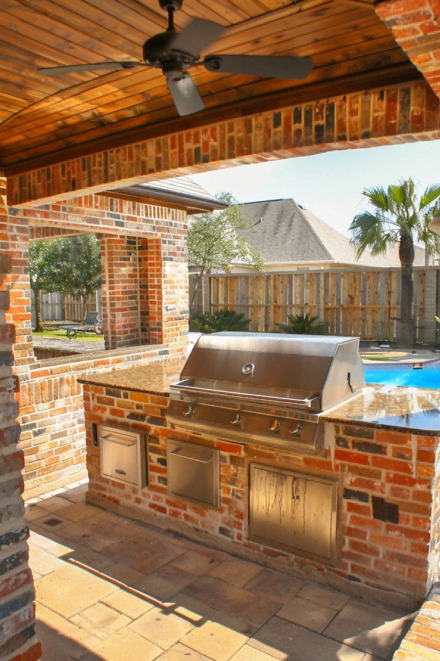 Outdoor Kitchen With Brick Island and Built In Grill 1710509111 4