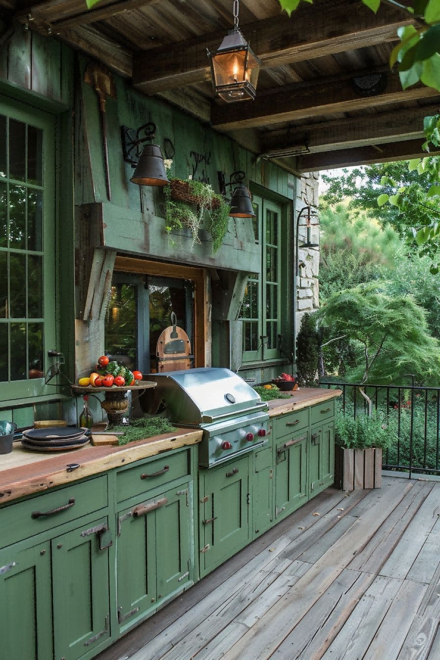 Outdoor Kitchen With Green Cabinets 1710497884 1