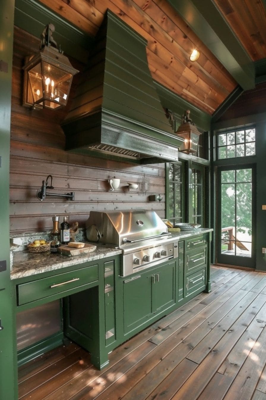 Outdoor Kitchen With Green Cabinets 1710497884 2