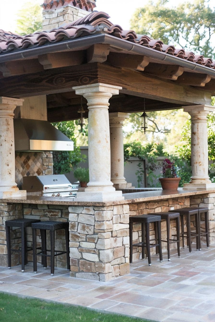 Outdoor Kitchen With Stone Columns 1710503823 1