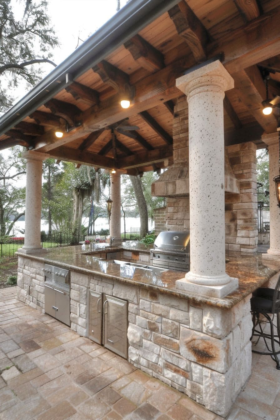 Outdoor Kitchen With Stone Columns 1710503823 2