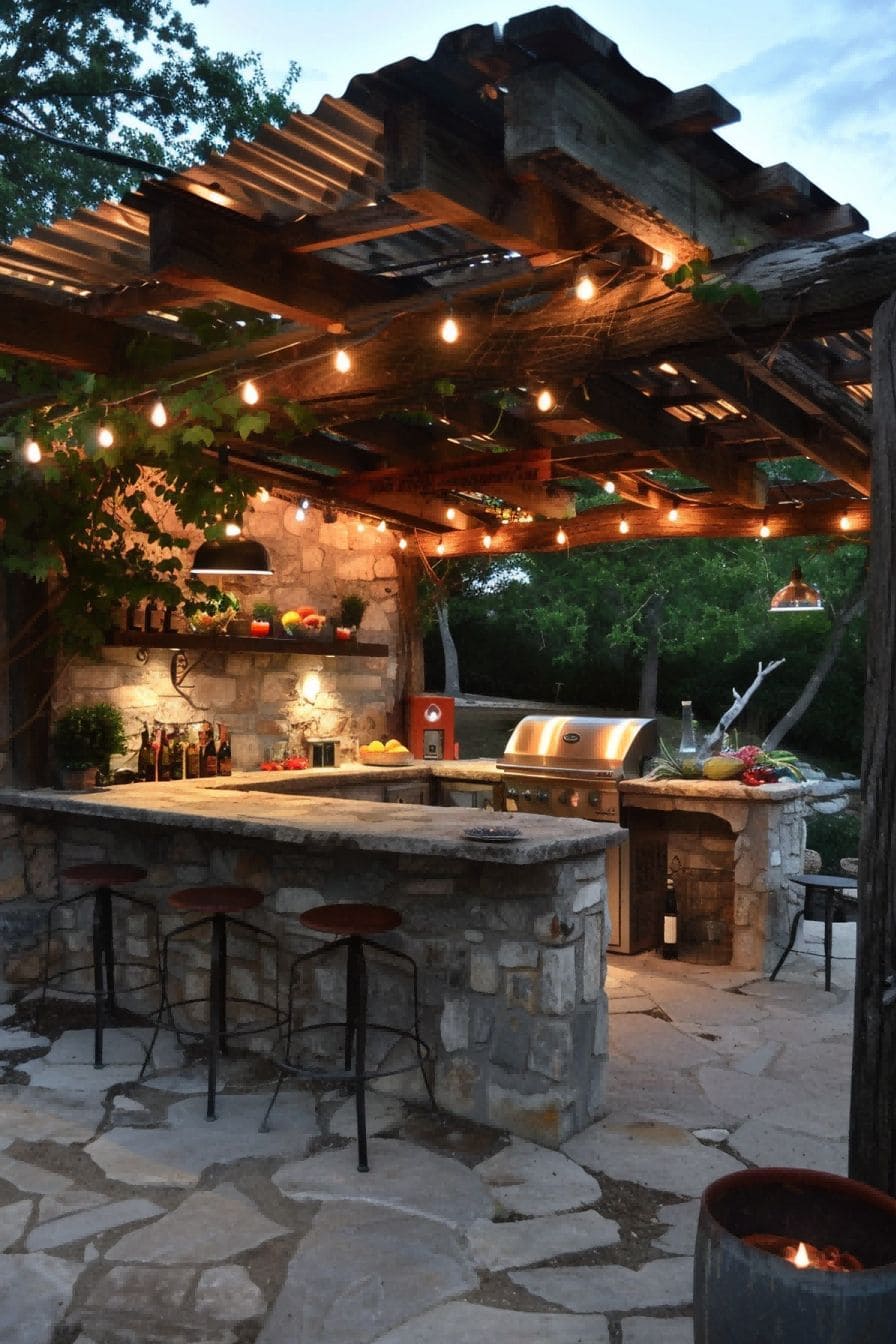 Outdoor Kitchen with String Light 1710508400 1