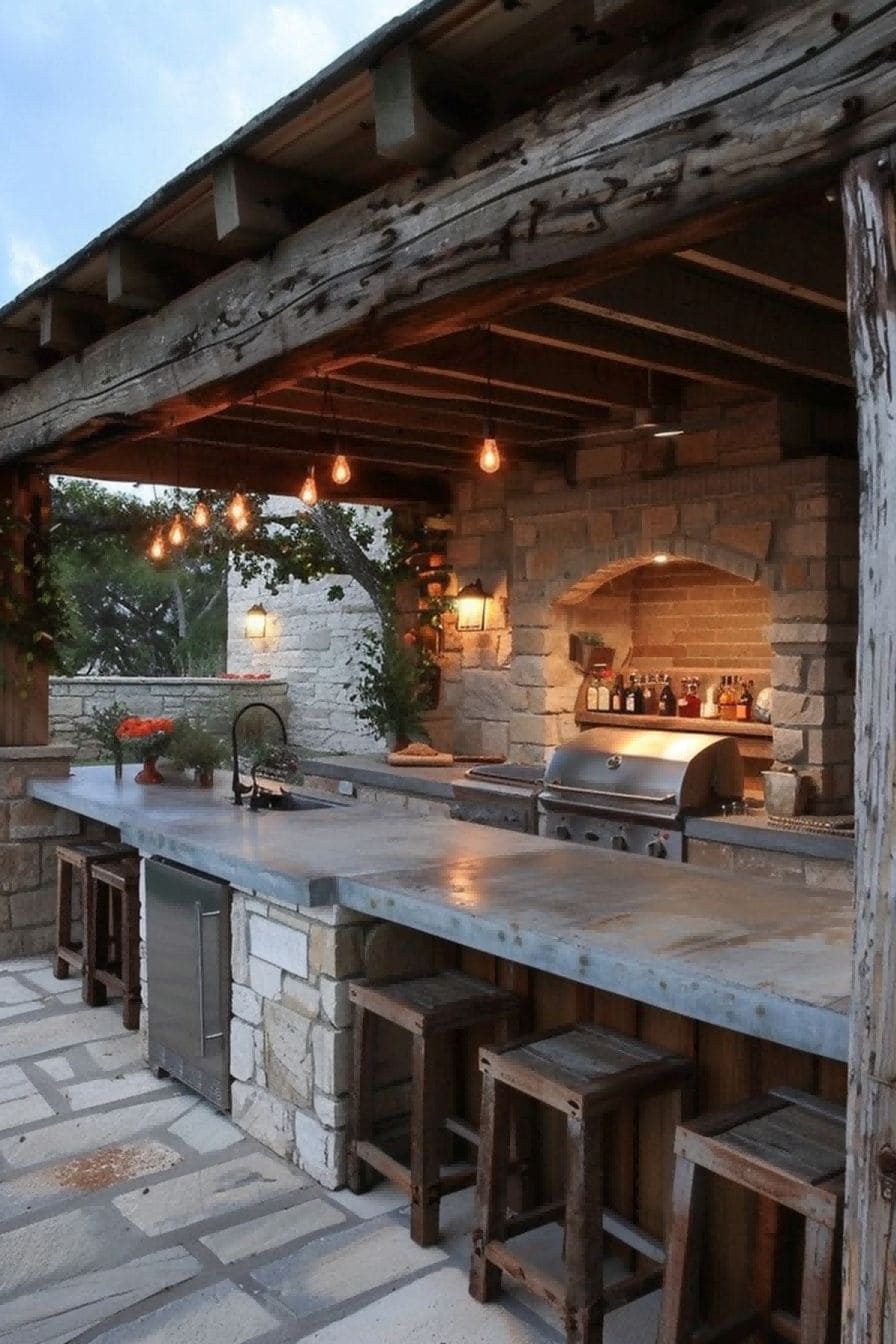 Outdoor Kitchen with String Light 1710508400 2