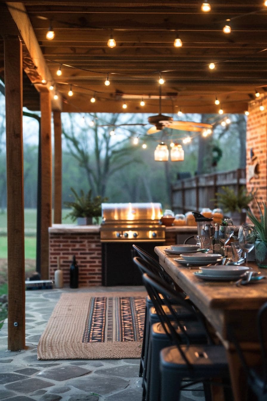 Outdoor Kitchen with String Light 1710508400 4