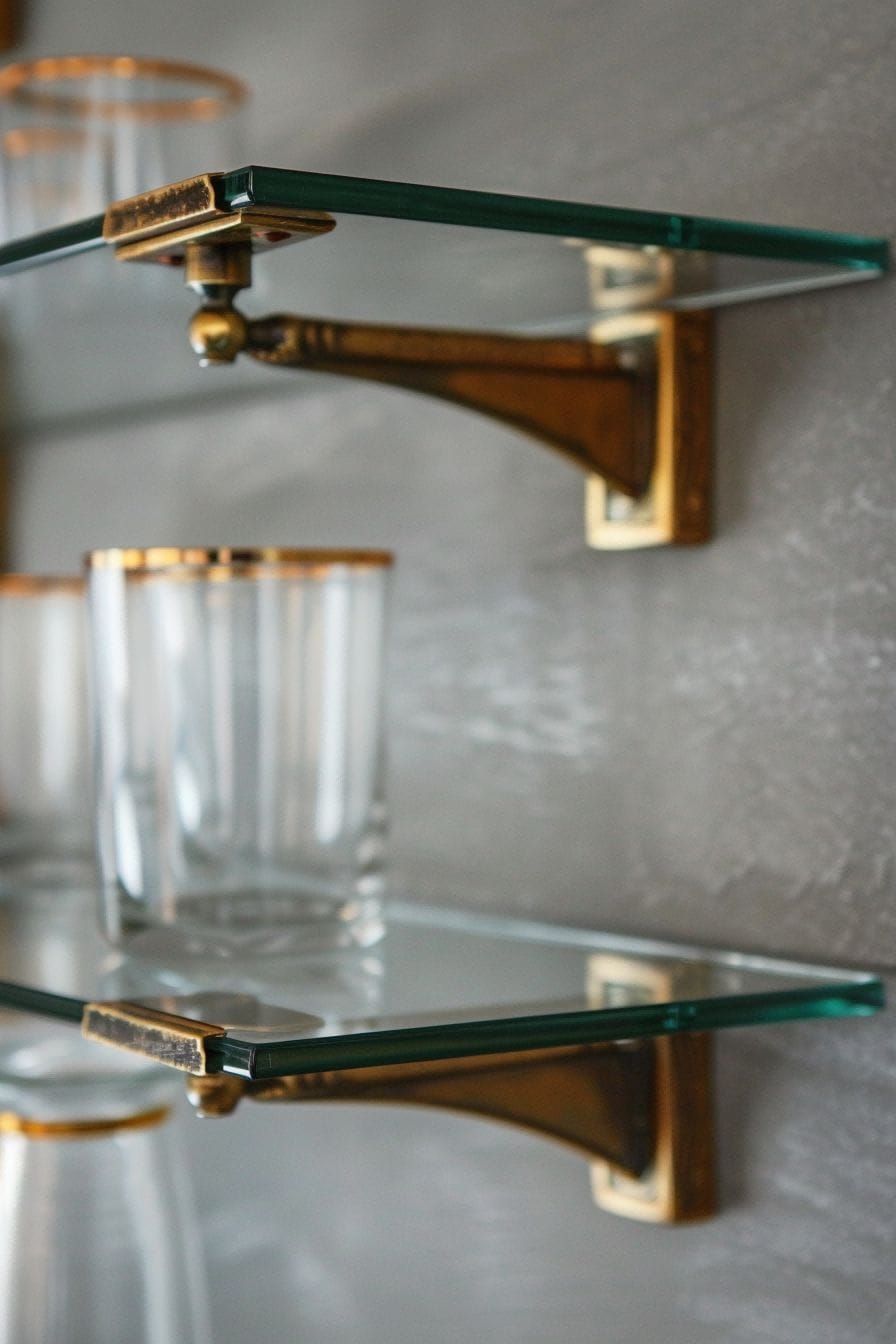 Pair Glass and Brass for Kitchen Shelf 1710426589 3