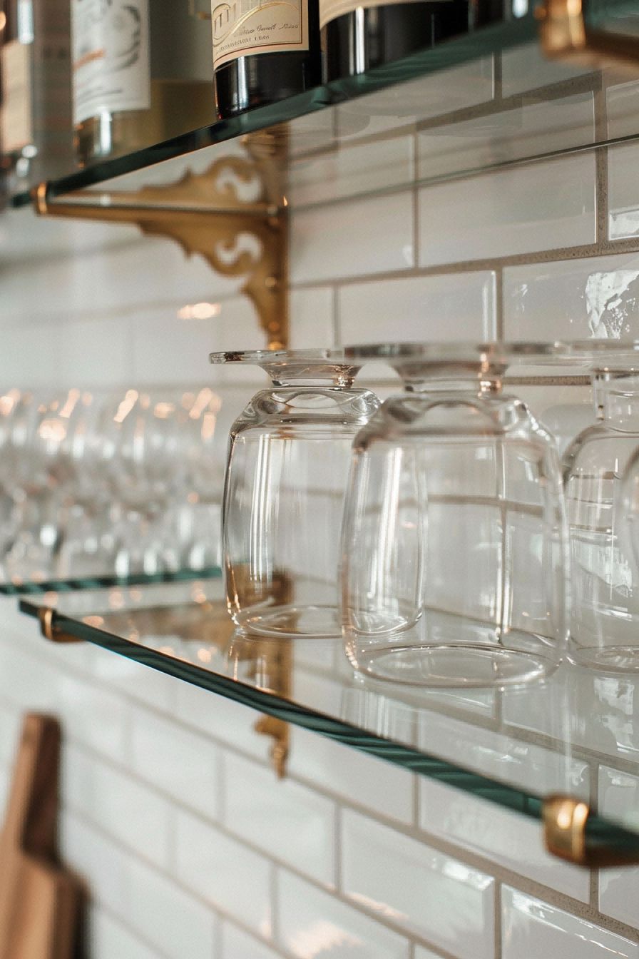 Pair Glass and Brass for Kitchen Shelf 1710426589 4