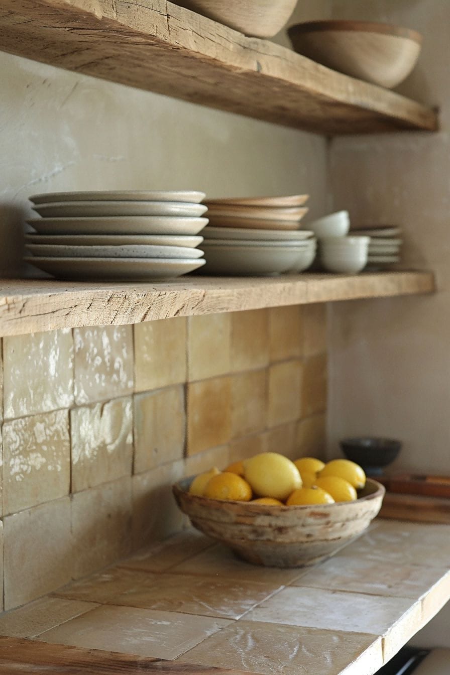 Pair Open Shelves With Tile for Kitchen Shelf 1710428954 2