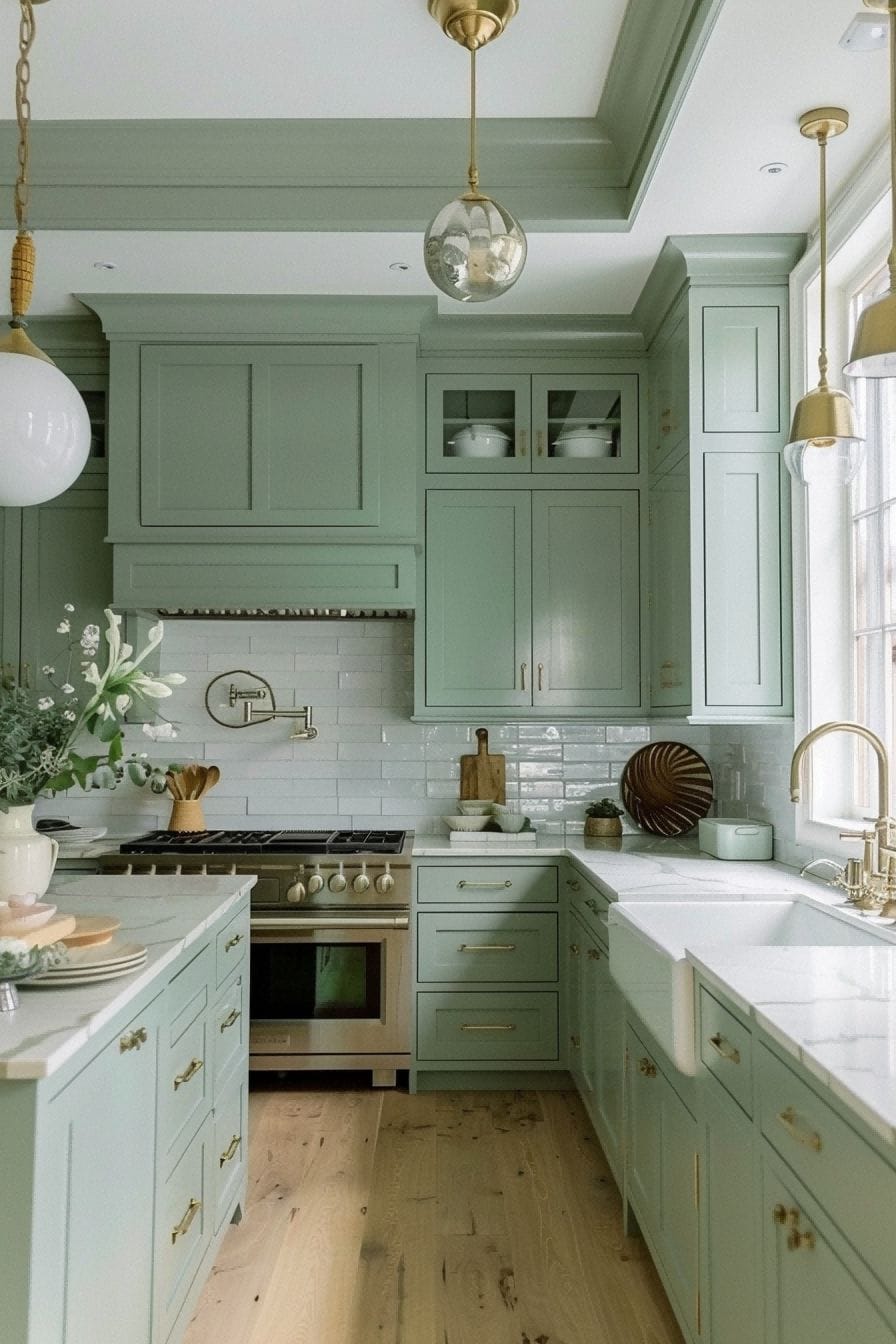 Pastel Mint Green Cabinets for Olive Green Kitchen 1710822462 2