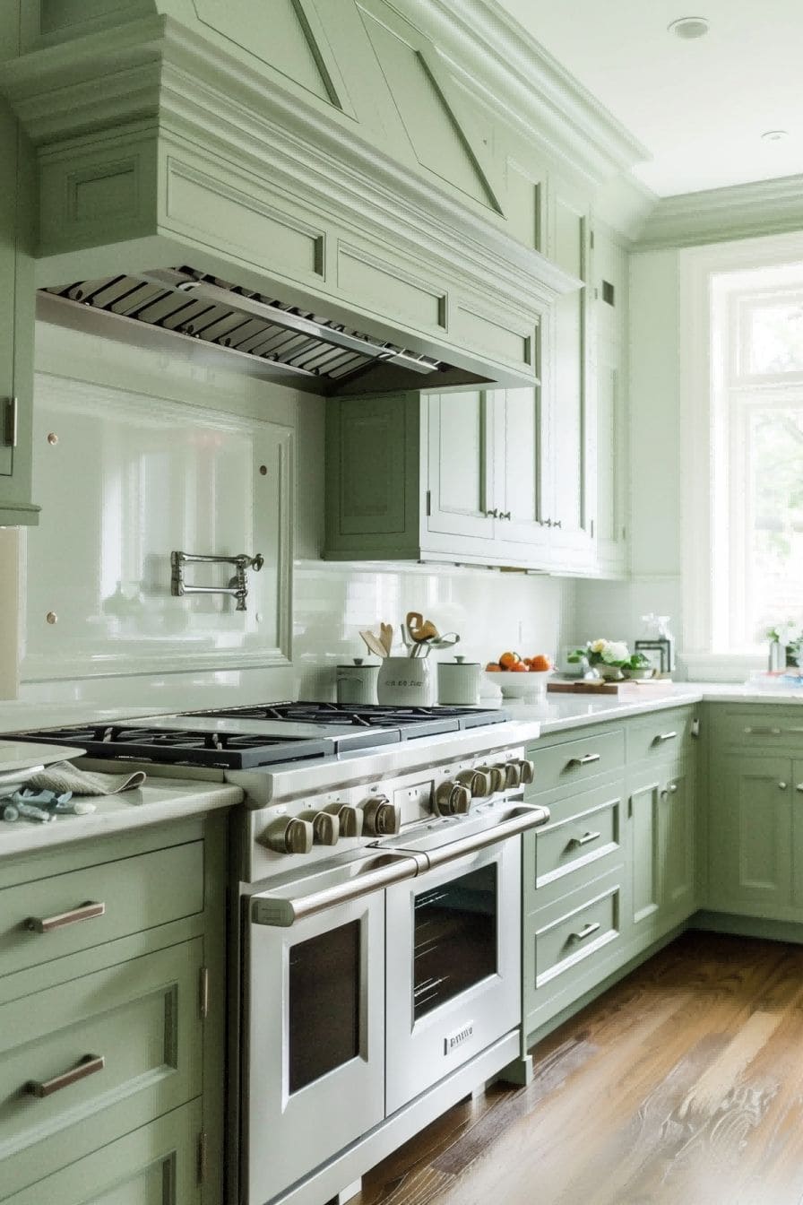 Pastel Mint Green Cabinets for Olive Green Kitchen 1710822462 3