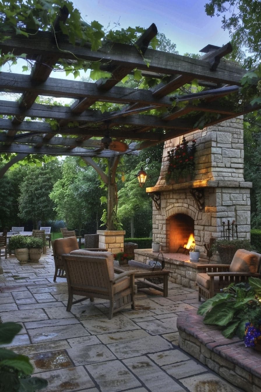 Patio With Pergola and Fireplace for Outdoor Kitchen 1710501923 1