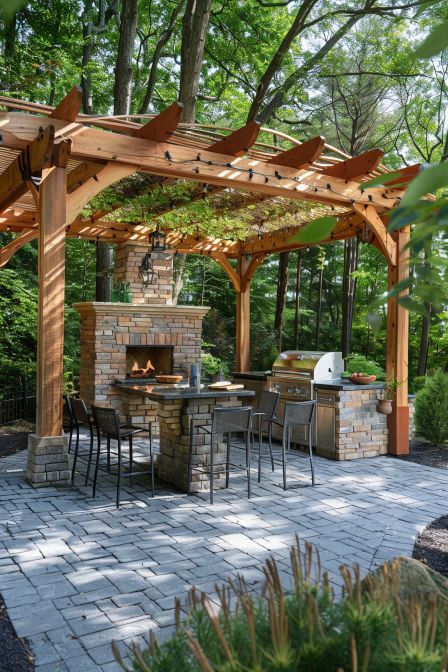 Patio With Pergola and Fireplace for Outdoor Kitchen 1710501923 3