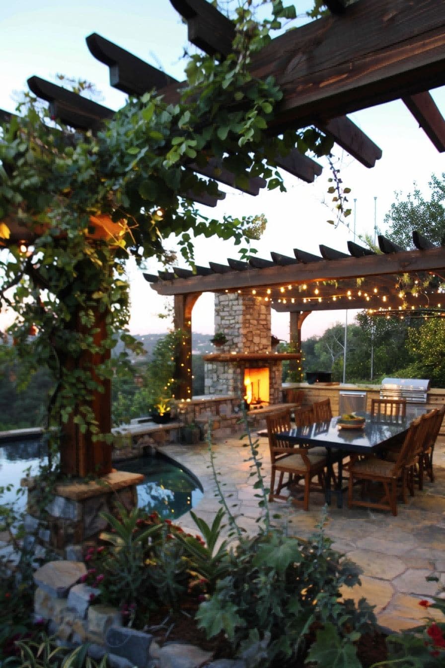 Patio With Pergola and Fireplace for Outdoor Kitchen 1710501923 4