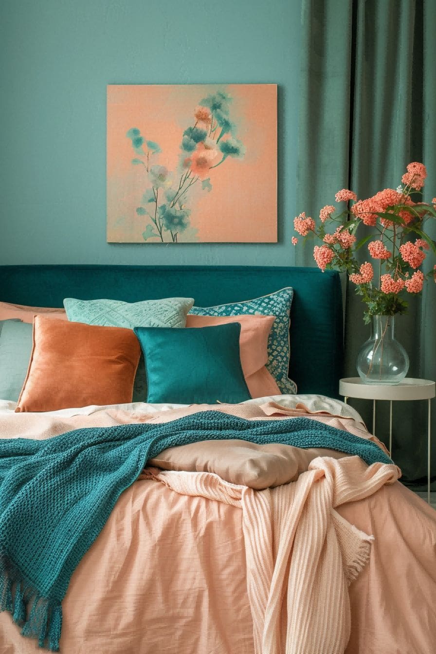 Peach Teal and Green for Bedroom Color Schemes 1711183911 4