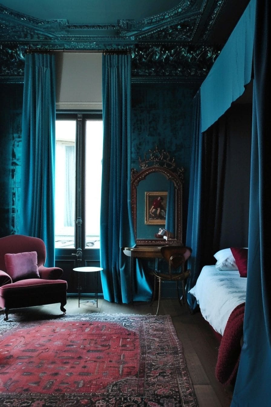 Peacock Blue Black and Burgundy for Bedroom Color Sch 1711186826 1