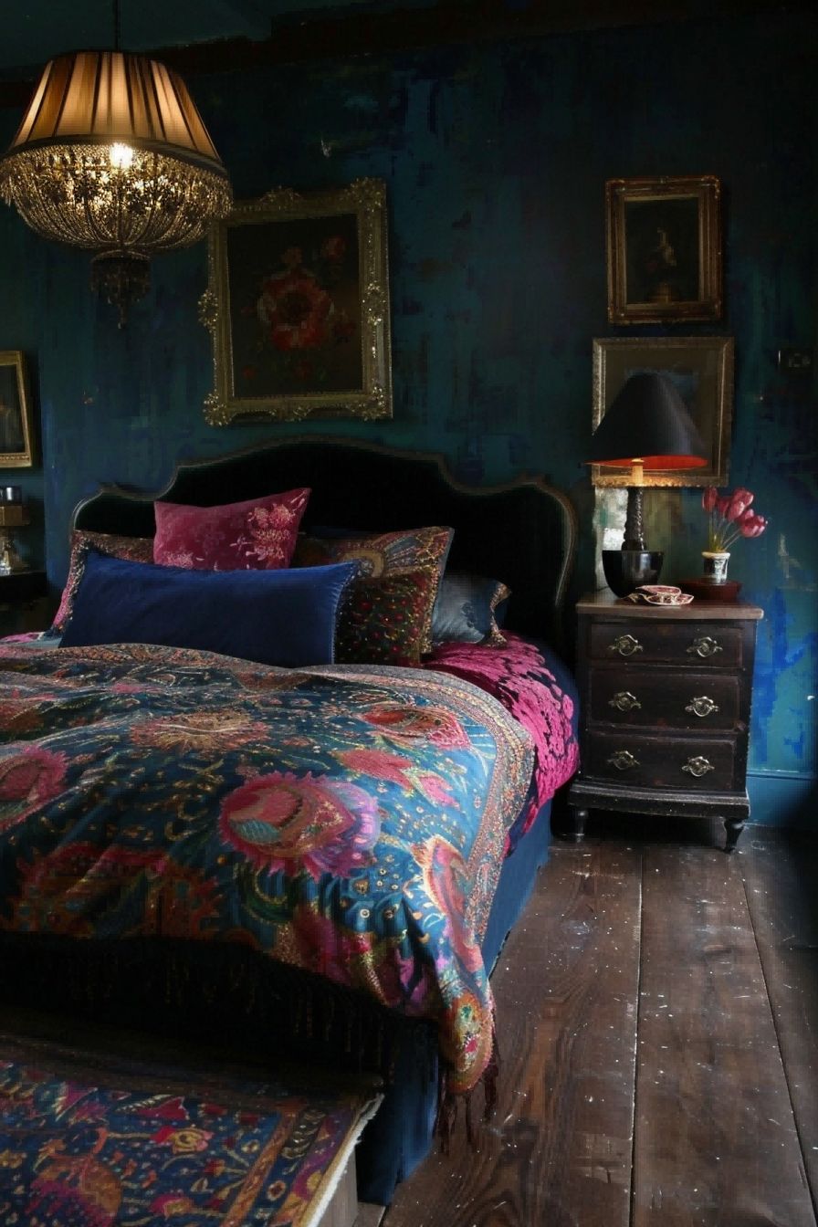 Peacock Blue Black and Burgundy for Bedroom Color Sch 1711186826 3