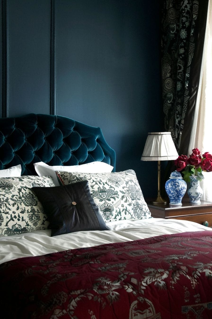Peacock Blue Black and Burgundy for Bedroom Color Sch 1711186826 4