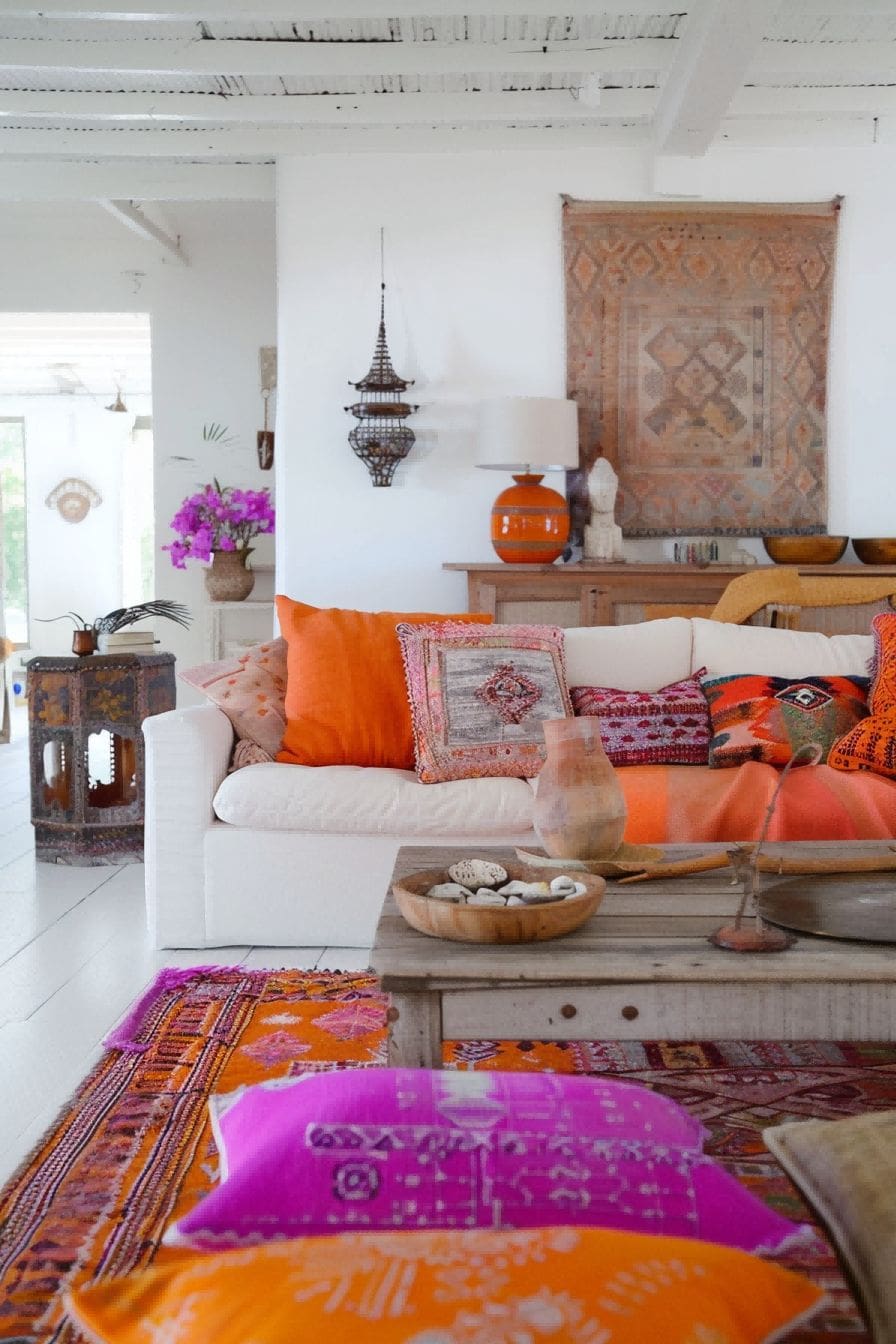 Pink and Orange Accents For Boho Living Room Ideas 1711331208 1