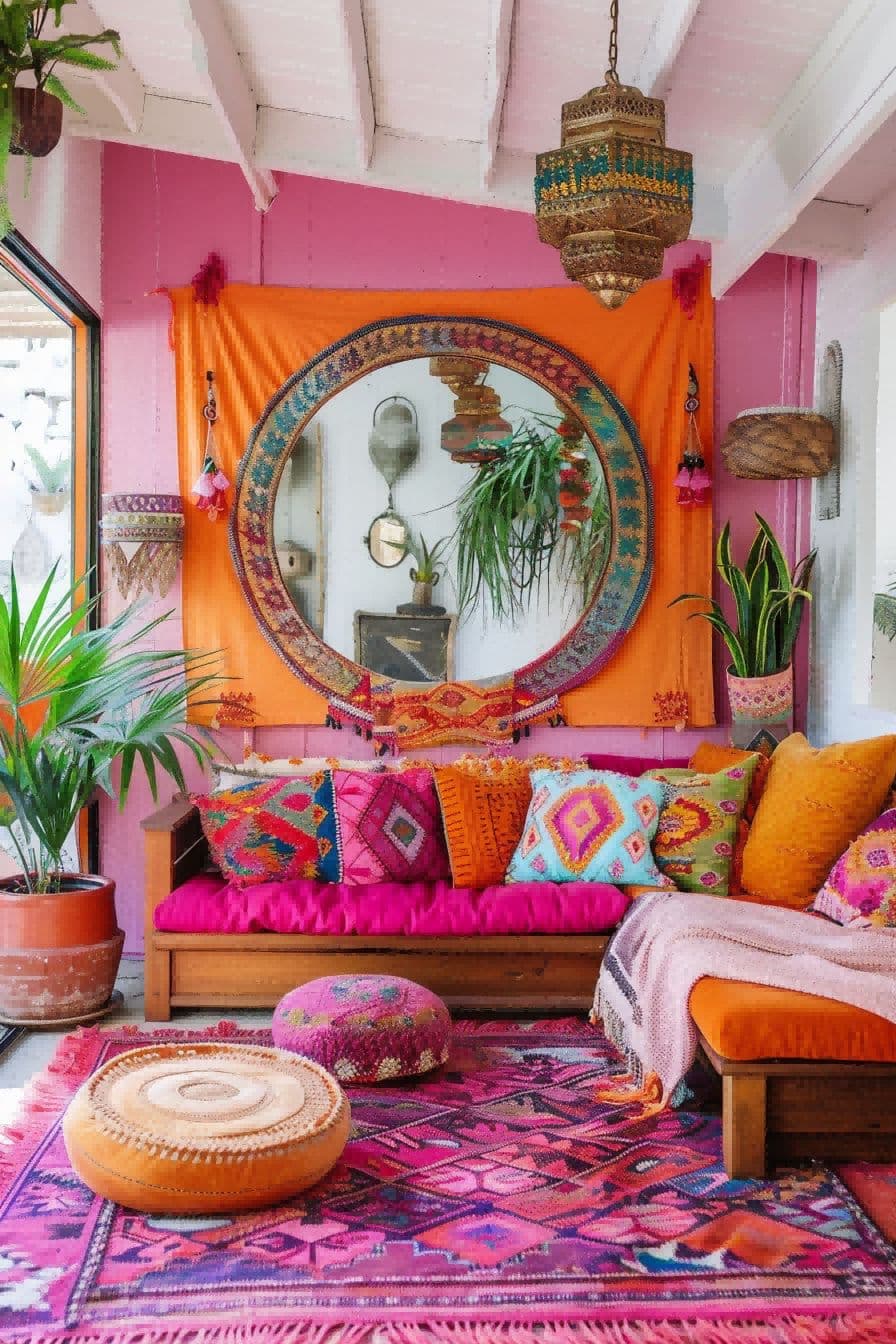 Pink and Orange Accents For Boho Living Room Ideas 1711331208 2