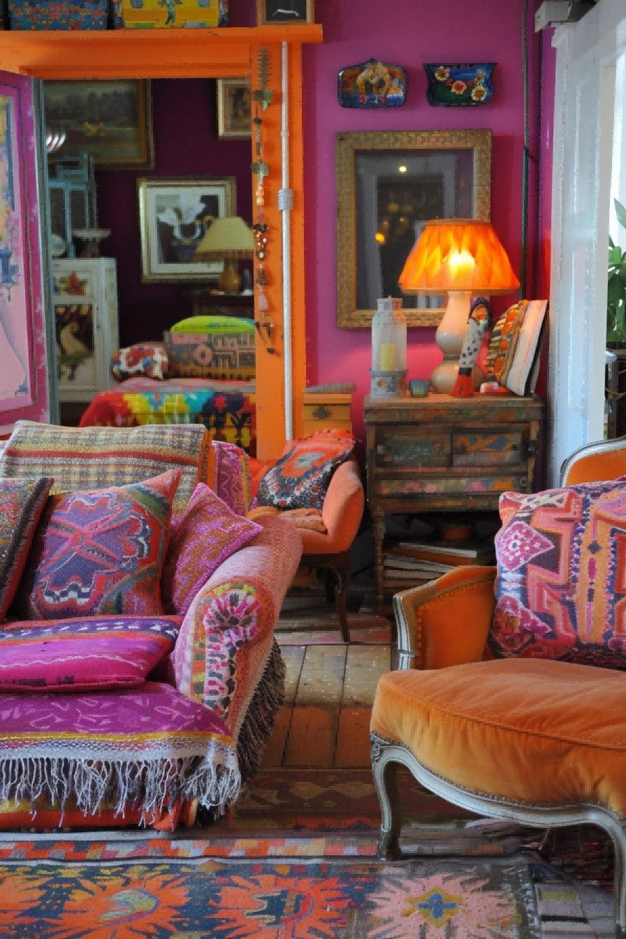 Pink and Orange Accents For Boho Living Room Ideas 1711331208 3