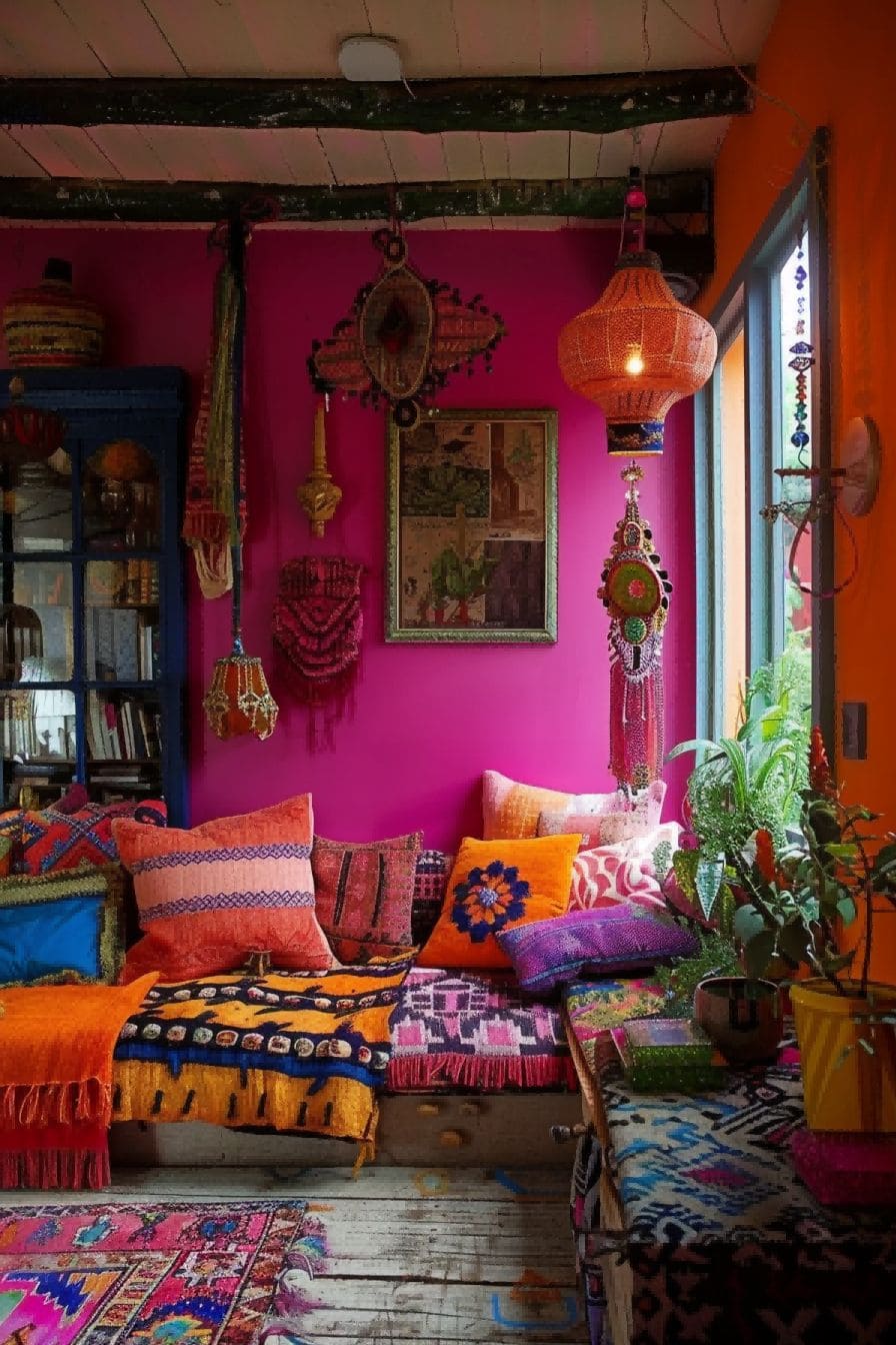 Pink and Orange Accents For Boho Living Room Ideas 1711331208 4