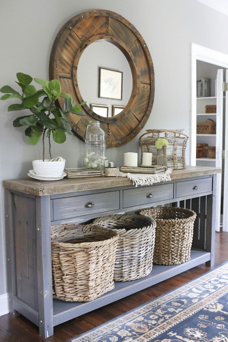 Place Baskets Underneath a Console Table for Entryway 1710754800 2