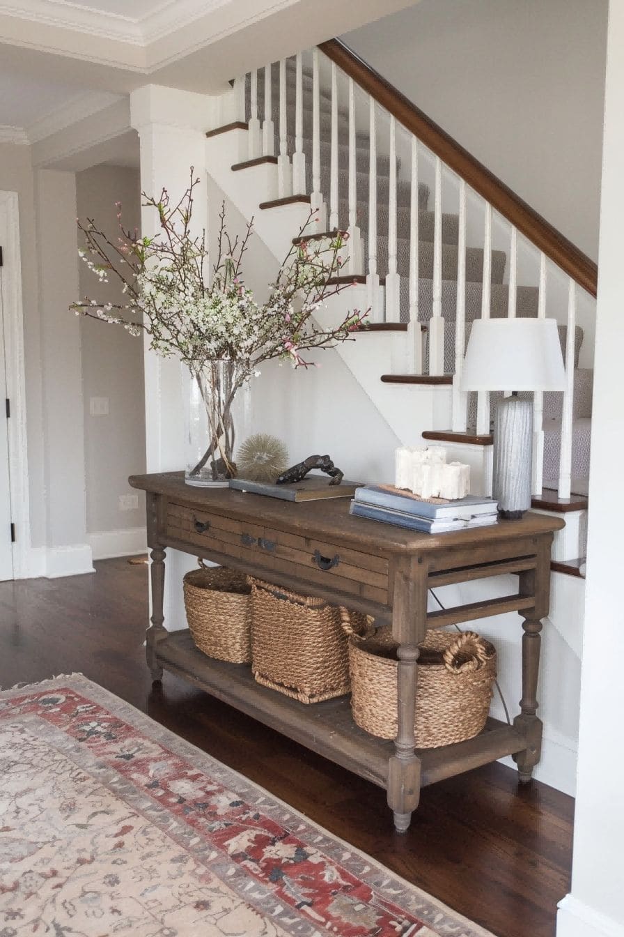 Place Baskets Underneath a Console Table for Entryway 1710754800 3