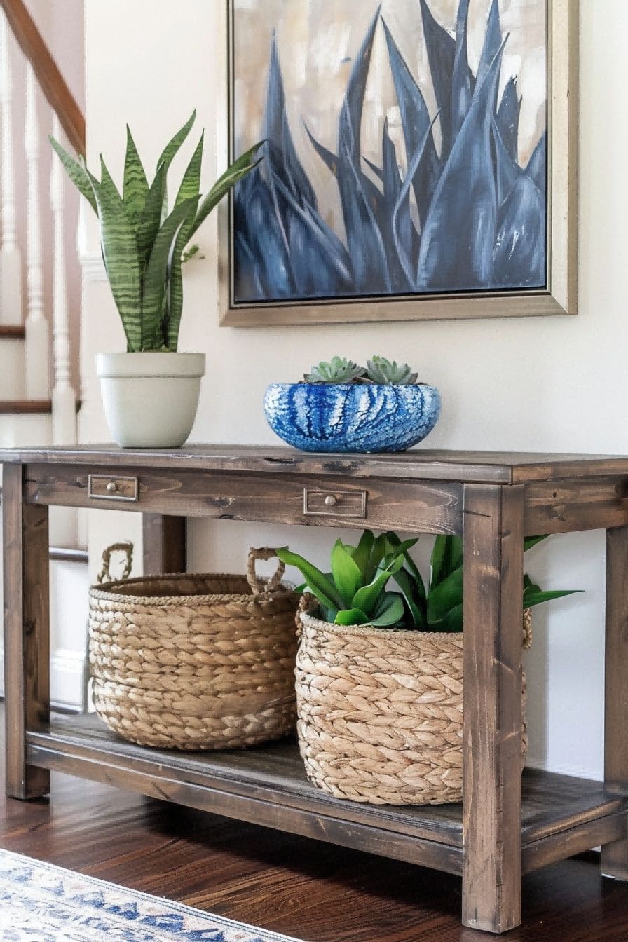 Place Baskets Underneath a Console Table for Entryway 1710754800 4