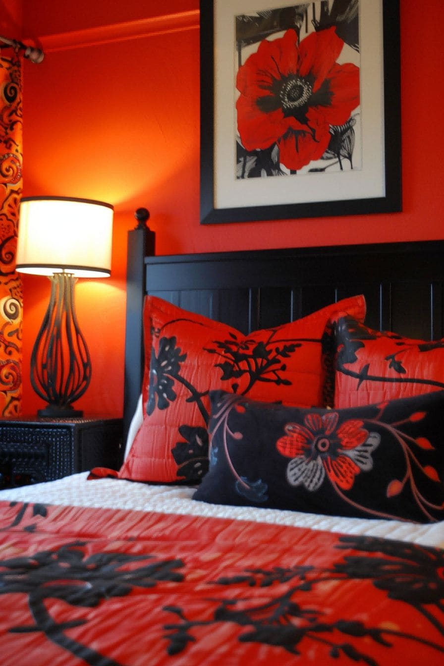 Poppy Red Orange Black for Bedroom Color Schemes 1711187945 3