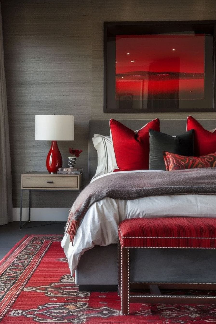 Red and Gray for Bedroom Color Schemes 1711201439 3