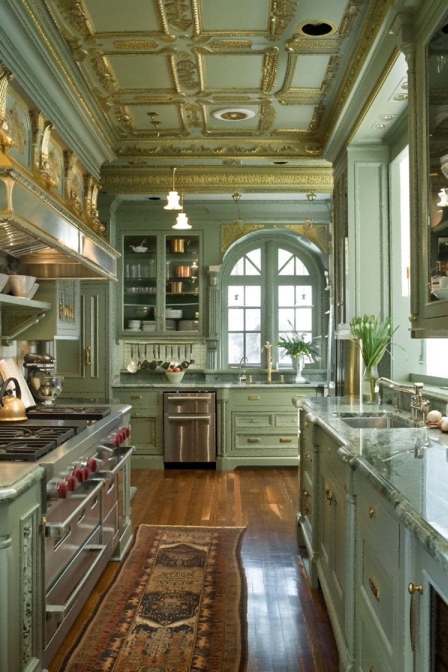 Statement Green and Gold for Olive Green Kitchen 1710820227 1