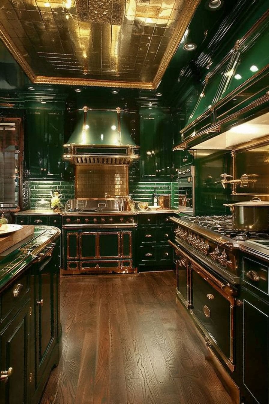 Statement Green and Gold for Olive Green Kitchen 1710820227 2
