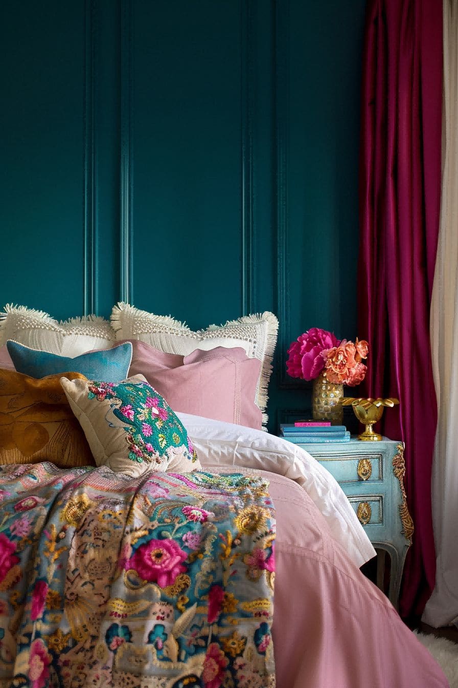 Teal Blue Fuchsia Off White for Bedroom Color Schem 1711188561 1