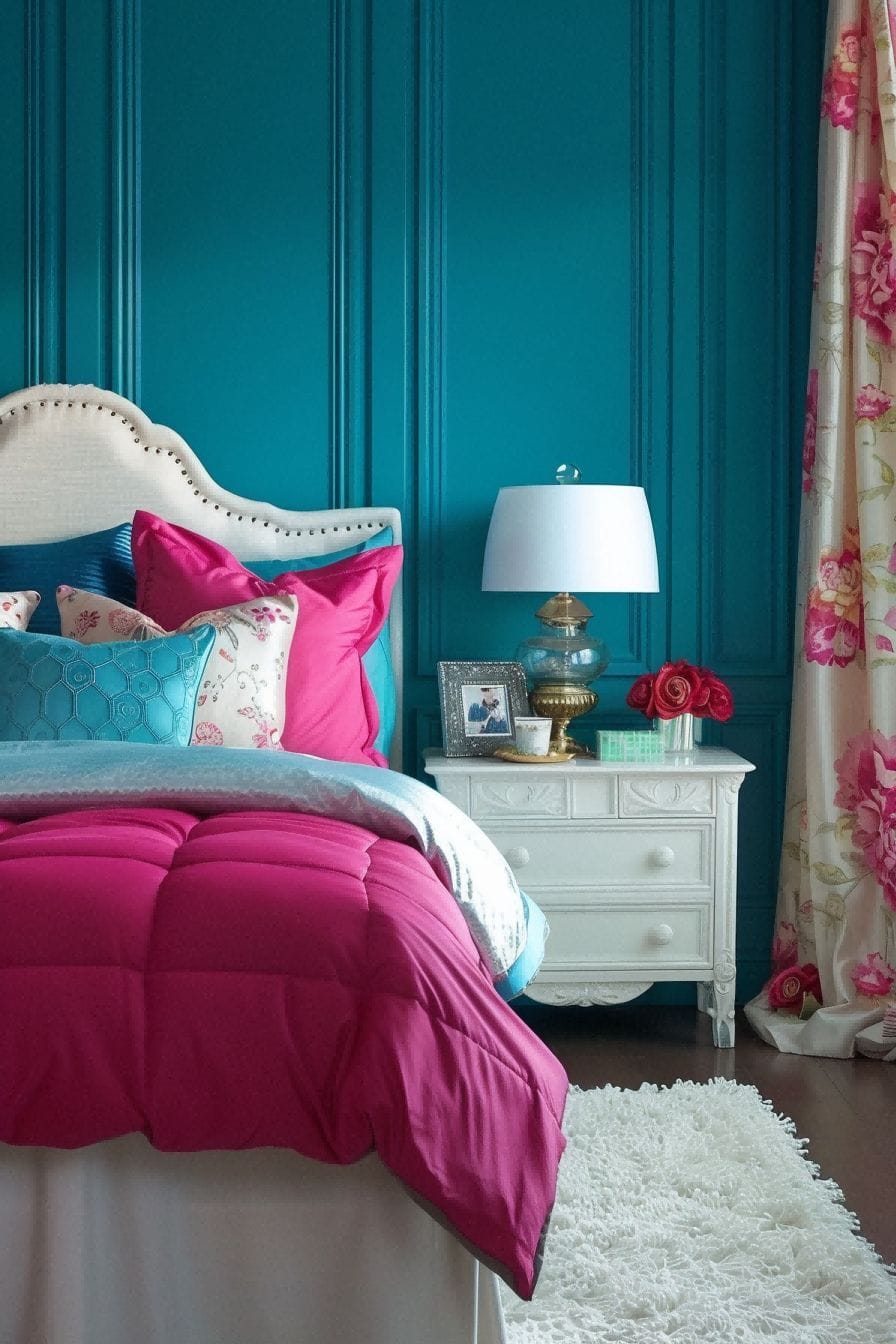 Teal Blue Fuchsia Off White for Bedroom Color Schem 1711188561 2