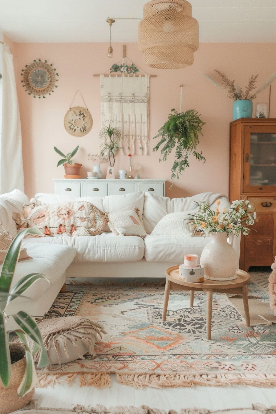 Use a pastel palette For Boho Living Room Ideas 1711338155 3