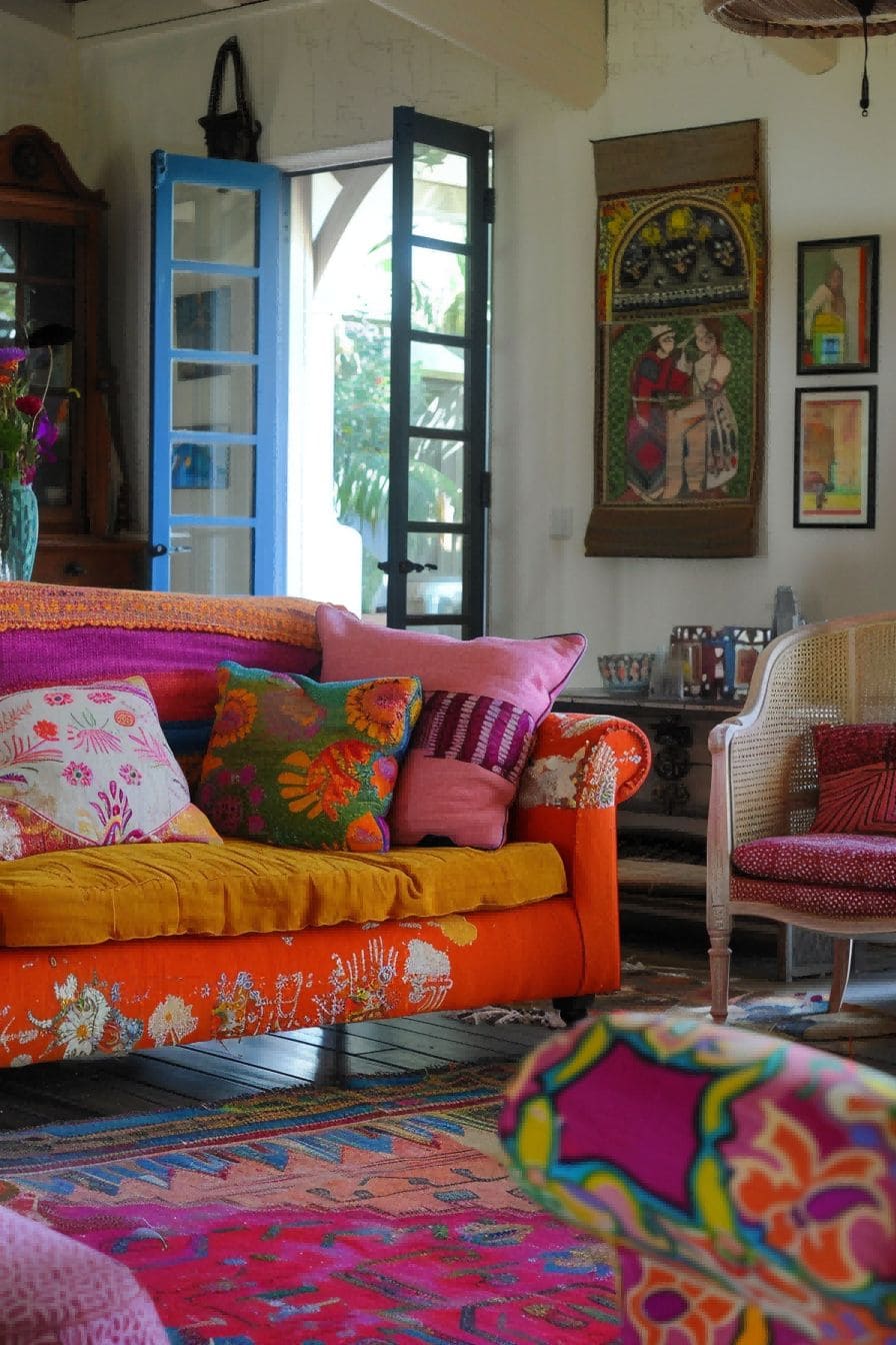 Utilize multiple bright colors For Boho Living Room I 1711339383 3
