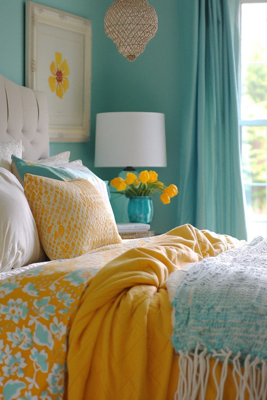 Yellow and Turquoise for Bedroom Color Schemes 1711201354 2