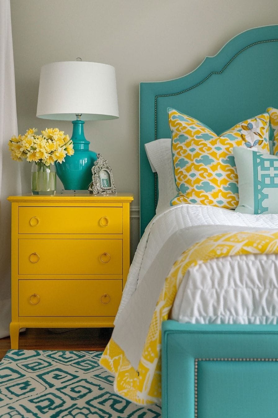 Yellow and Turquoise for Bedroom Color Schemes 1711201354 3