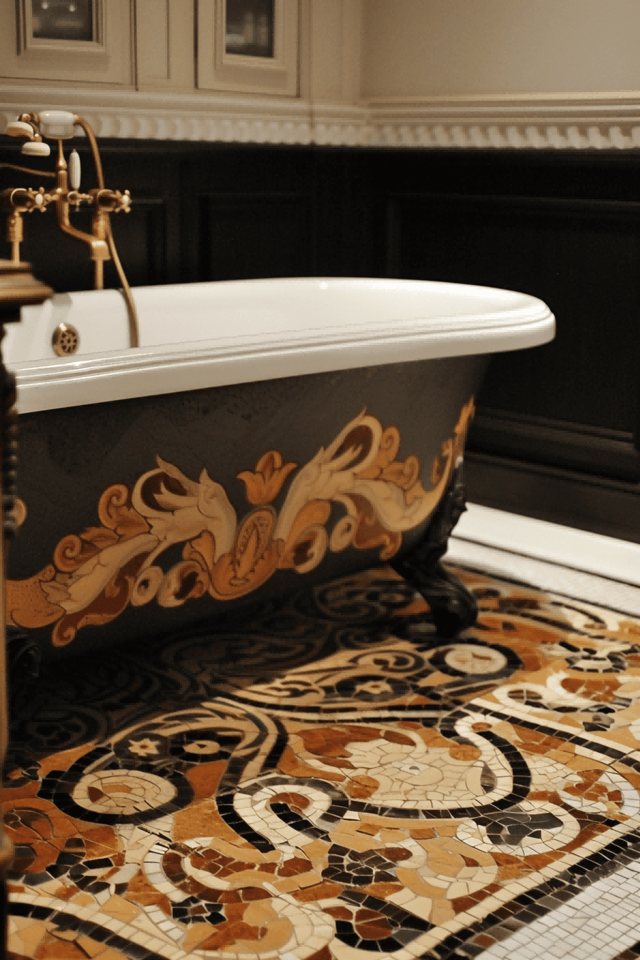 Beautifully Intricate Mosaic Floor Tile For Bathroom 1714050371 3