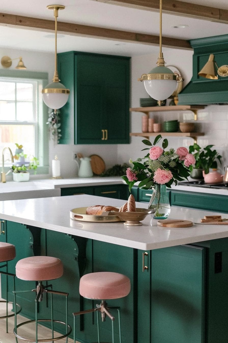 Blush Pink Emerald Green Vintage Pieces For Kitchen 1712889080 1
