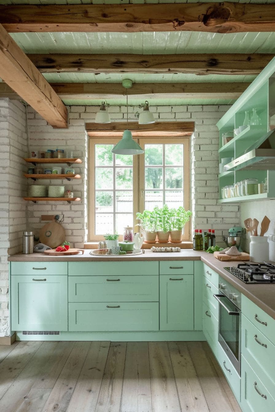 Mint Green and Wood For Kitchen Color Schemes 1712893827 3