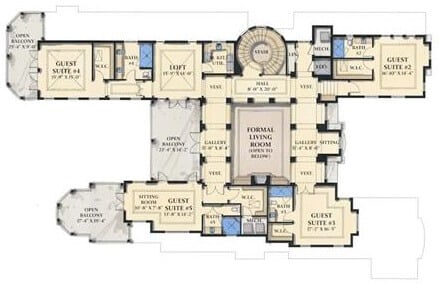 Second Level Floor Plan French Colonial Home