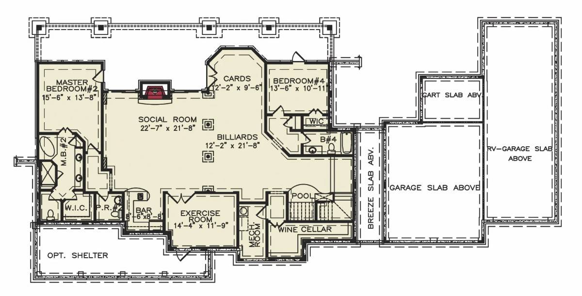 22023 lower level floor plan lodgemont barndominium garrell associates sep132023